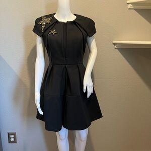 Dice Kayek Black Dress with Embellished Accents